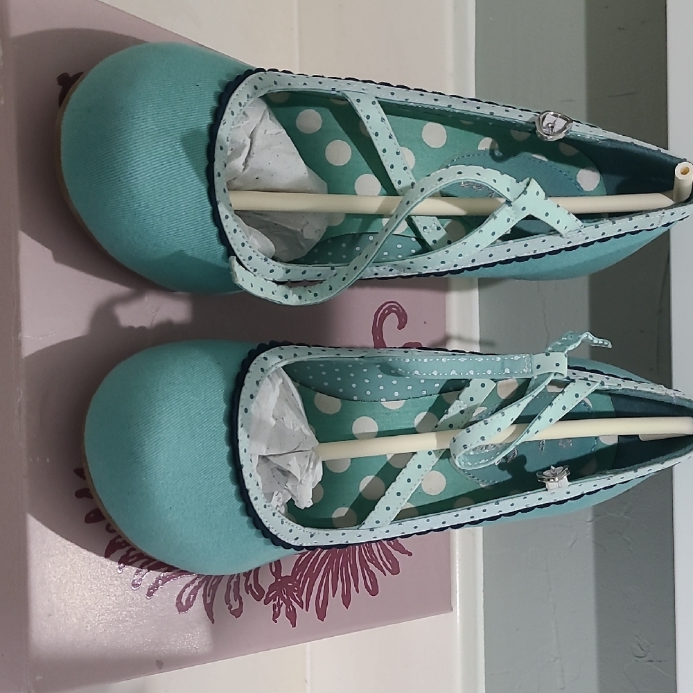 Women's Teal Polka Dot Heeled Shoe